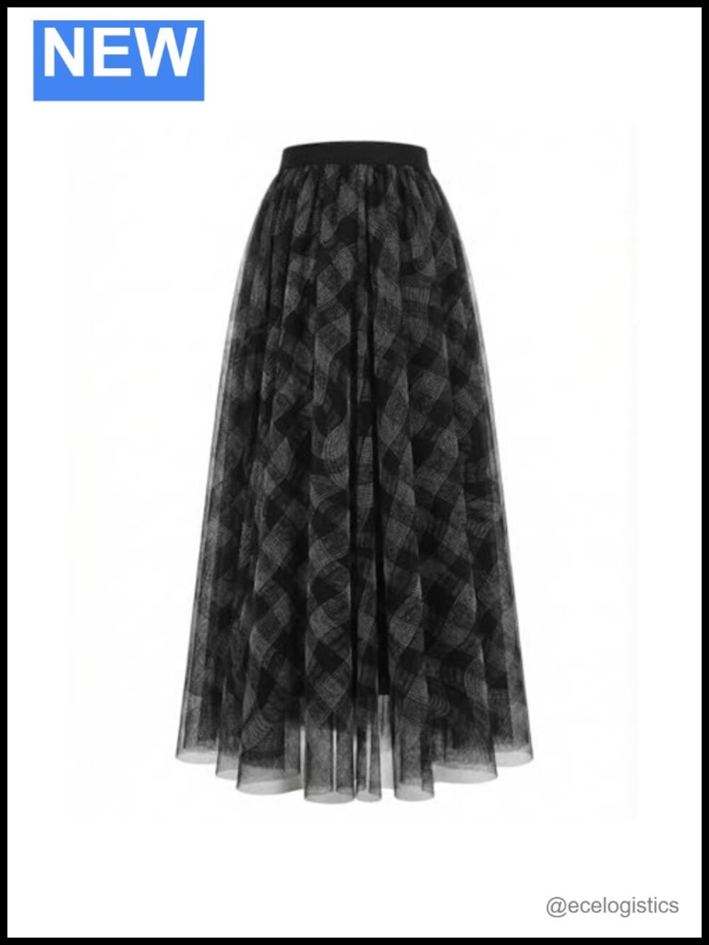 Fairy Tulle Layered Midi Skirt Elastic Waist Ruffle A-Line